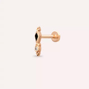 Riba Pırlanta Taşlı ve Siyah Mineli Rose Altın Piercing