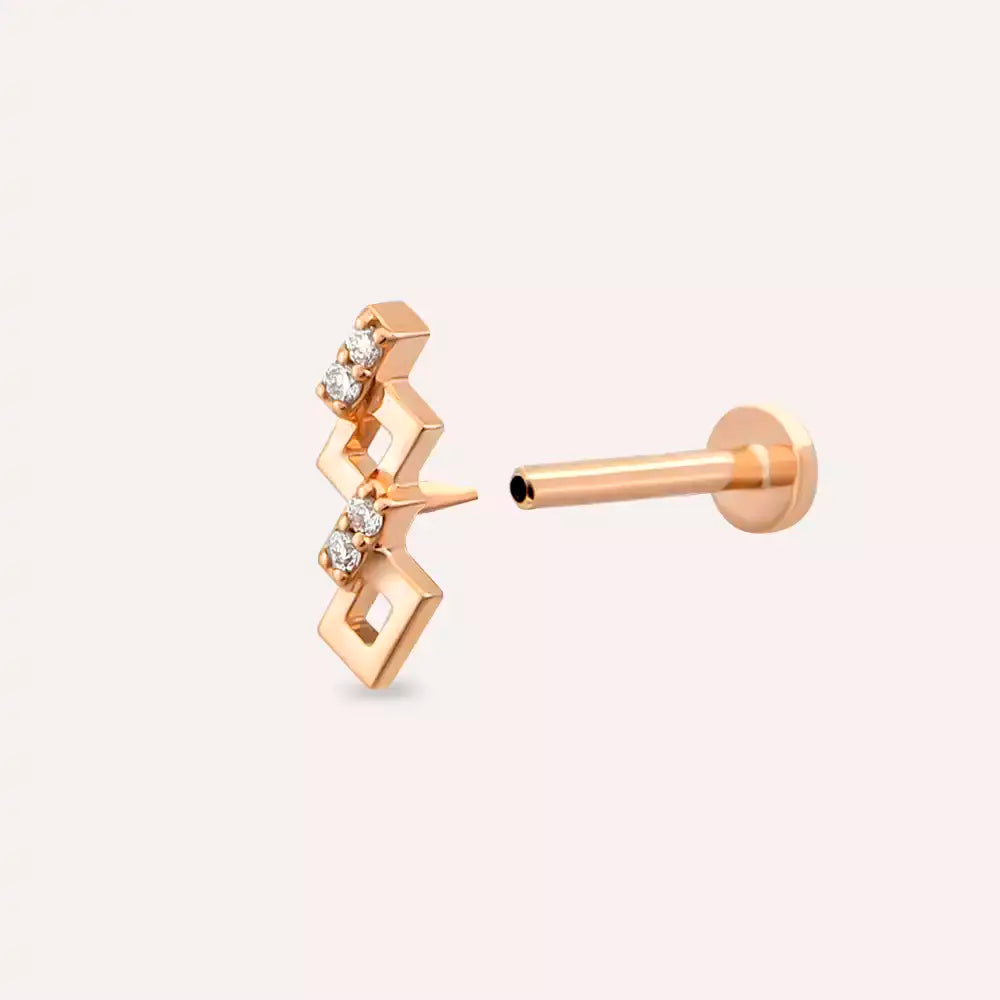 Riddle Pırlanta Taşlı Rose Altın Piercing