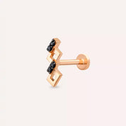 Riddle Siyah Pırlanta Taşlı Rose Altın Piercing
