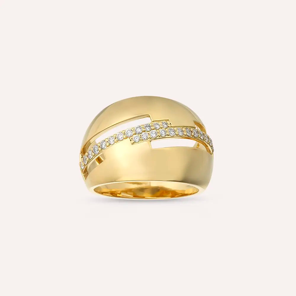 Rift 0.36 CT Pırlanta Taşlı Sarı Altın Yüzük