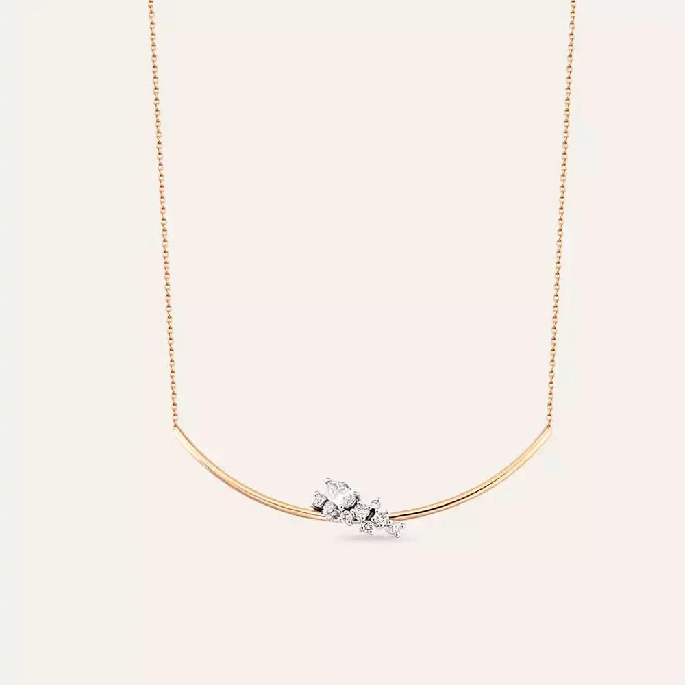 Rina Pırlanta Taşlı Rose Altın Kolye