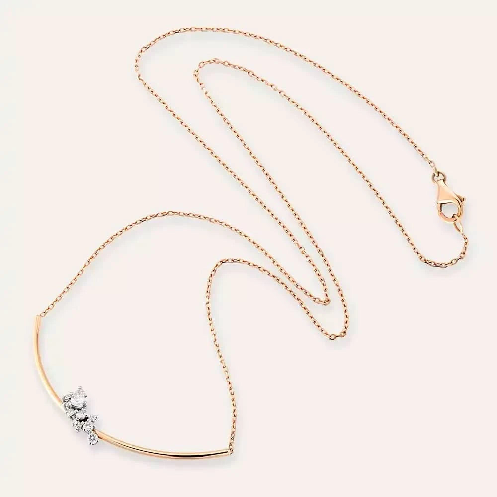 Rina Pırlanta Taşlı Rose Altın Kolye