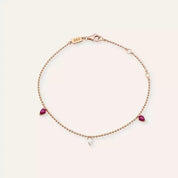 Rise Yakut ve Pırlanta Taşlı Rose Altın Bileklik