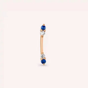 Rod Blue Safir ve Pırlanta Taşlı Rose Altın Piercing