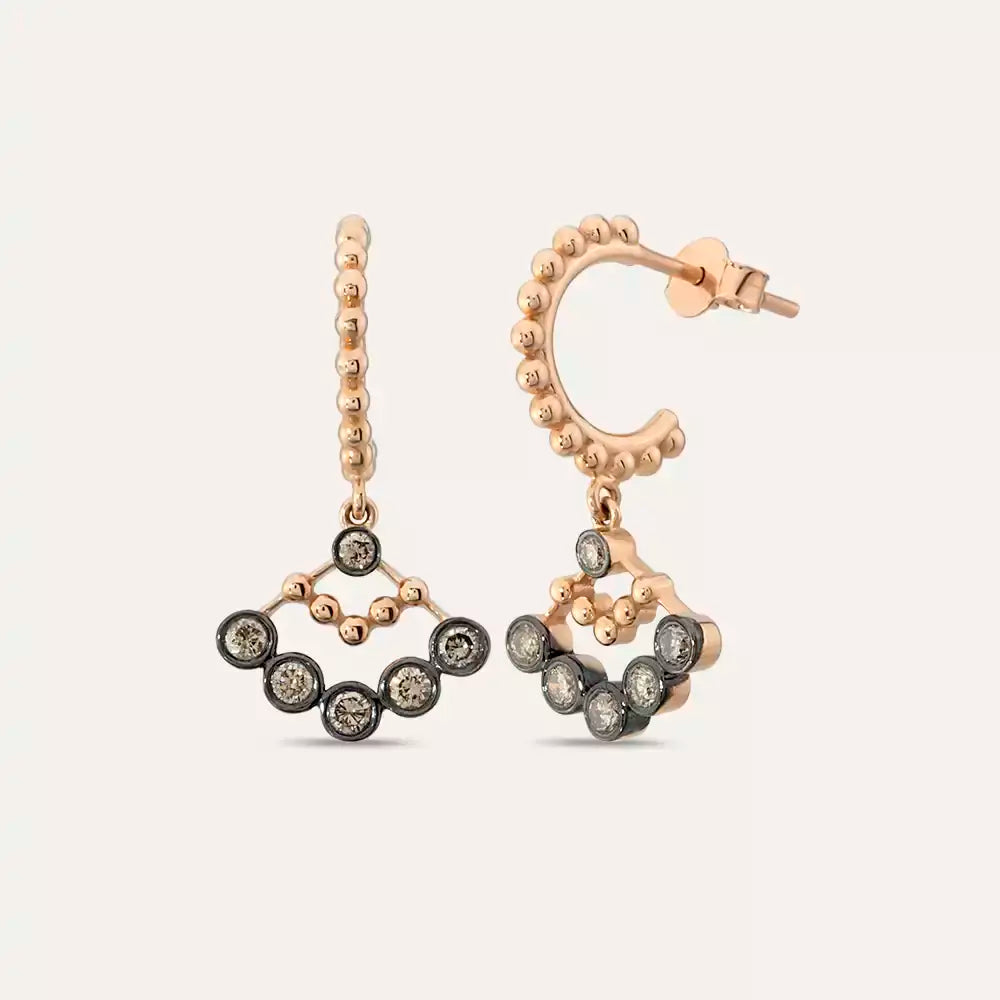 Rosary Brown Pırlanta Taşlı Rose Altın Küpe