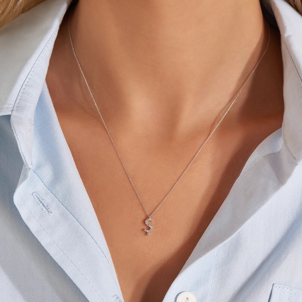 Ş Harf 0.08 CT Pırlanta Taşlı Beyaz Altın Kolye