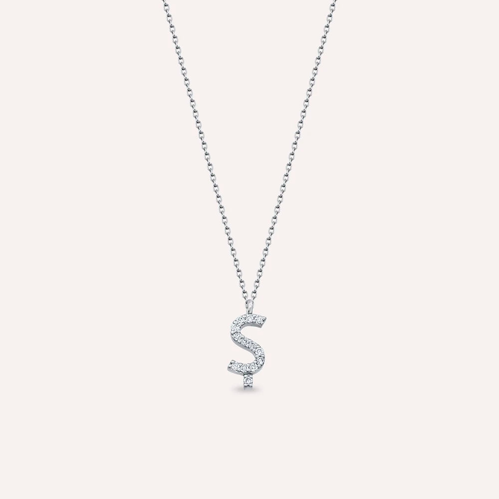 Ş Harf 0.08 CT Pırlanta Taşlı Beyaz Altın Kolye