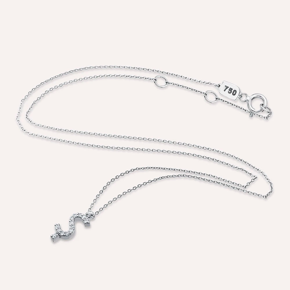 Ş Harf 0.08 CT Pırlanta Taşlı Beyaz Altın Kolye