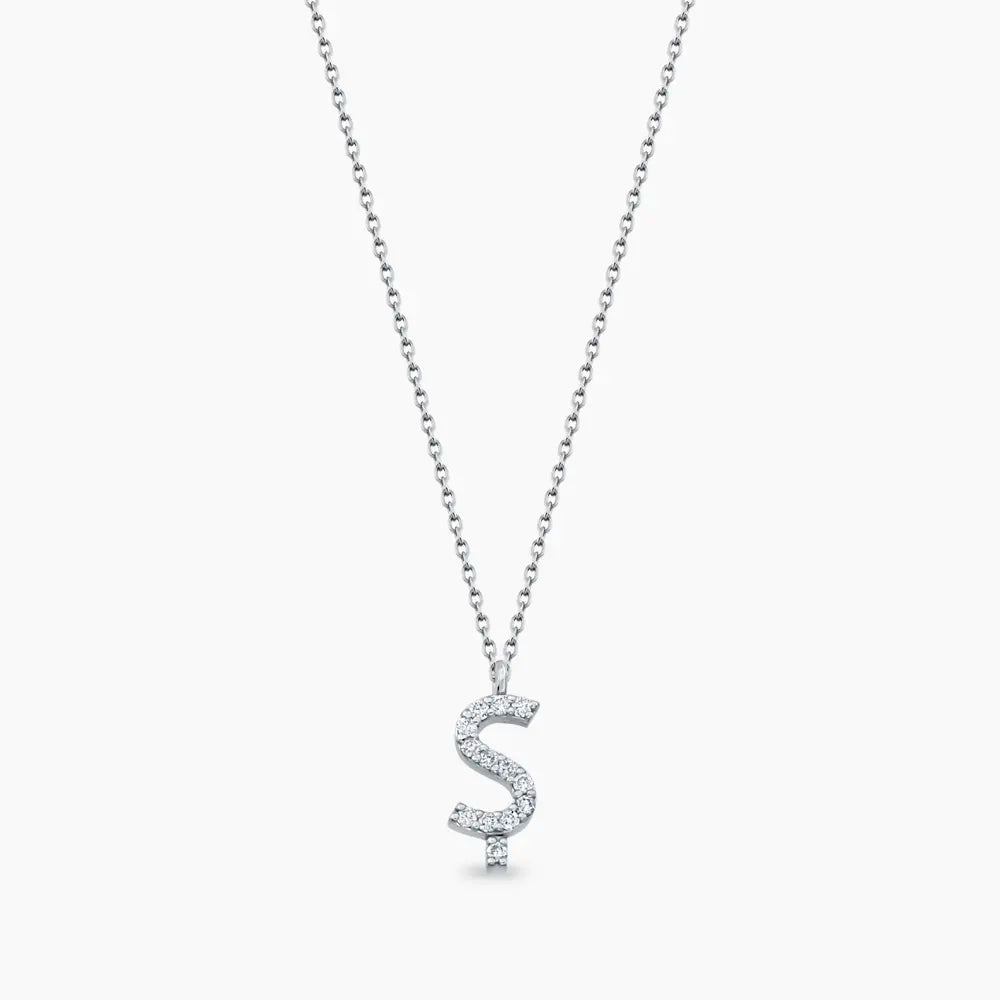 Ş Harf 0.08 CT Pırlanta Taşlı Beyaz Altın Kolye