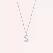 S Harf 0.08 CT Pırlanta Taşlı Beyaz Altın Kolye