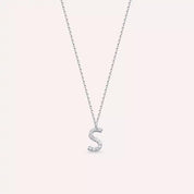 S Harf 0.06 CT Pırlanta Taşlı Beyaz Altın Kolye