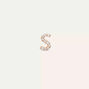 S Harf Pırlanta Taşlı Rose Altın Tek Küpe