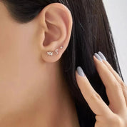 S Harf Pırlanta Taşlı Rose Altın Tek Küpe