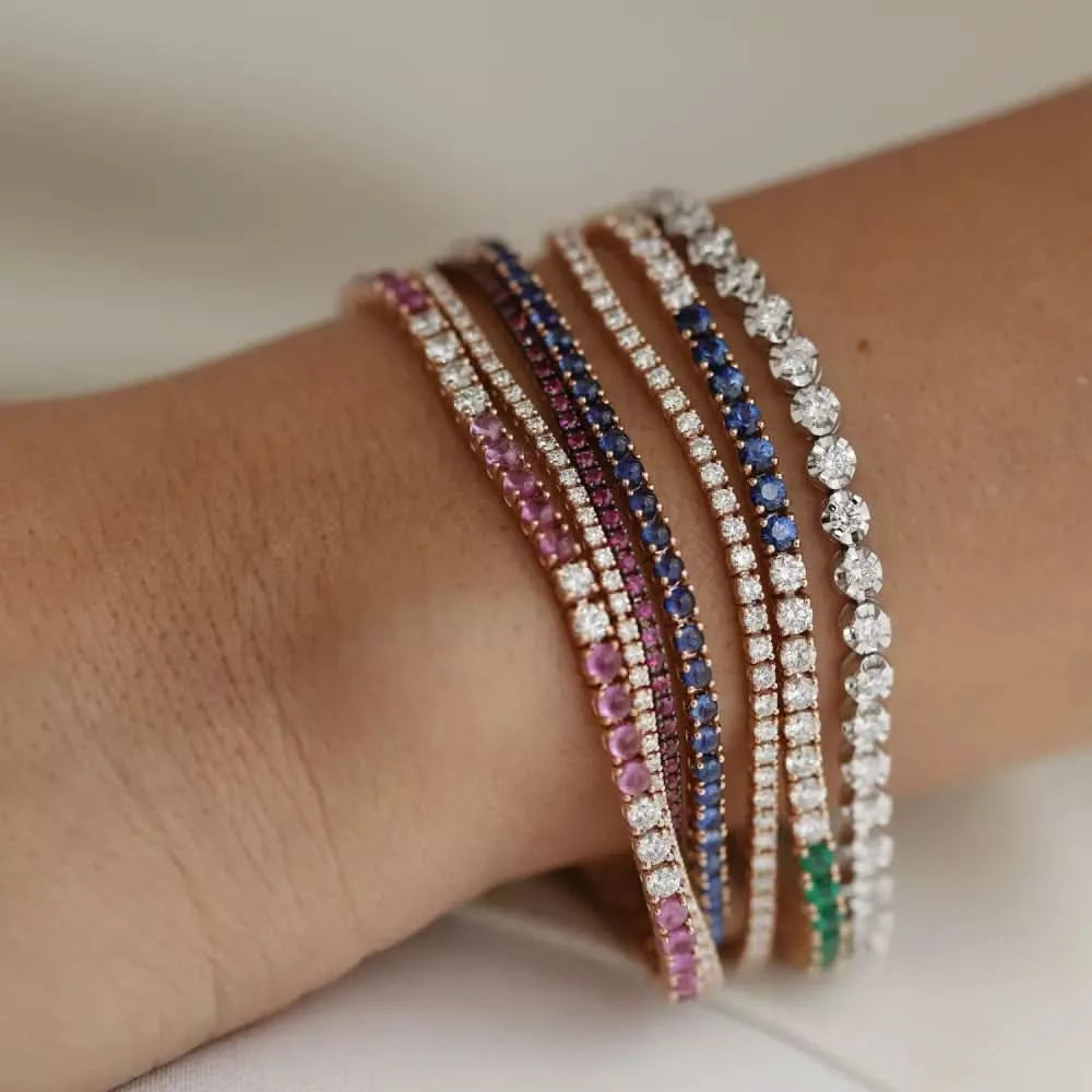 Safir Taşlı Rose Altın Suyolu Bileklik