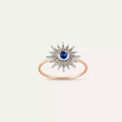 Lumos Safir ve Brown Pırlanta Taşlı Rose Altın Yüzük