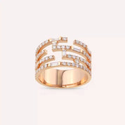 Scrape 0.88 CT Baget Kesim Pırlanta Taşlı Rose Altın Yüzük