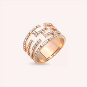 Scrape 0.88 CT Baget Kesim Pırlanta Taşlı Rose Altın Yüzük