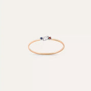Micra  0.07 CT Multicolor Safir ve Baget Pırlanta Taşlı Yüzük