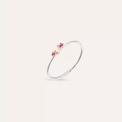 Seed 0.07 CT Pink Safir ve Baget Pırlanta Taşlı Yüzük