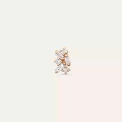 Seed 0.10 CT Baget Pırlanta Taşlı Rose Altın Mini Tek Küpe