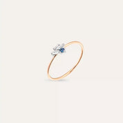 Micra 0.12 CT Blue Safir ve Baget Pırlanta Taşlı Yüzük