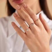 Micra  0.14 CT Multicolor Safir ve Baget Pırlanta Taşlı Yüzük