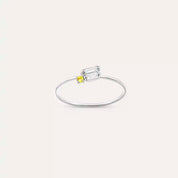 Seed 0.14 CT Yellow Safir ve Baget Pırlanta Taşlı Yüzük