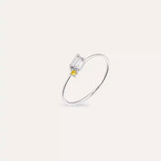 Seed 0.14 CT Yellow Safir ve Baget Pırlanta Taşlı Yüzük