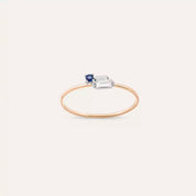 Micra 0.15 CT Blue Safir ve Baget Pırlanta Taşlı Yüzük
