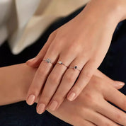 Micra 0.15 CT Blue Safir ve Baget Pırlanta Taşlı Yüzük
