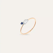 Micra 0.15 CT Blue Safir ve Baget Pırlanta Taşlı Yüzük