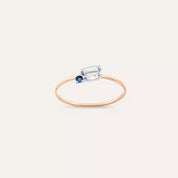 Micra 0.17 CT Blue Safir ve Baget Pırlanta Taşlı Yüzük