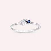 Seed 0.17 CT Safir ve Baget Pırlanta Taşlı Beyaz Altın Yüzük