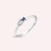 Seed 0.17 CT Safir ve Baget Pırlanta Taşlı Beyaz Altın Yüzük