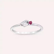 Seed 0.18 CT Yakut ve Pırlanta Taşlı Beyaz Altın Yüzük