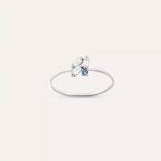Seed 0.22 CT Blue Safir ve Baget Pırlanta Taşlı Beyaz Altın Yüzük