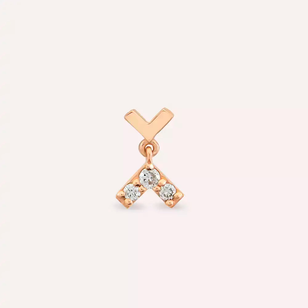 Shaky Pırlanta Taşlı Rose Altın Piercing