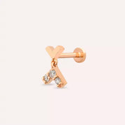 Shaky Pırlanta Taşlı Rose Altın Piercing