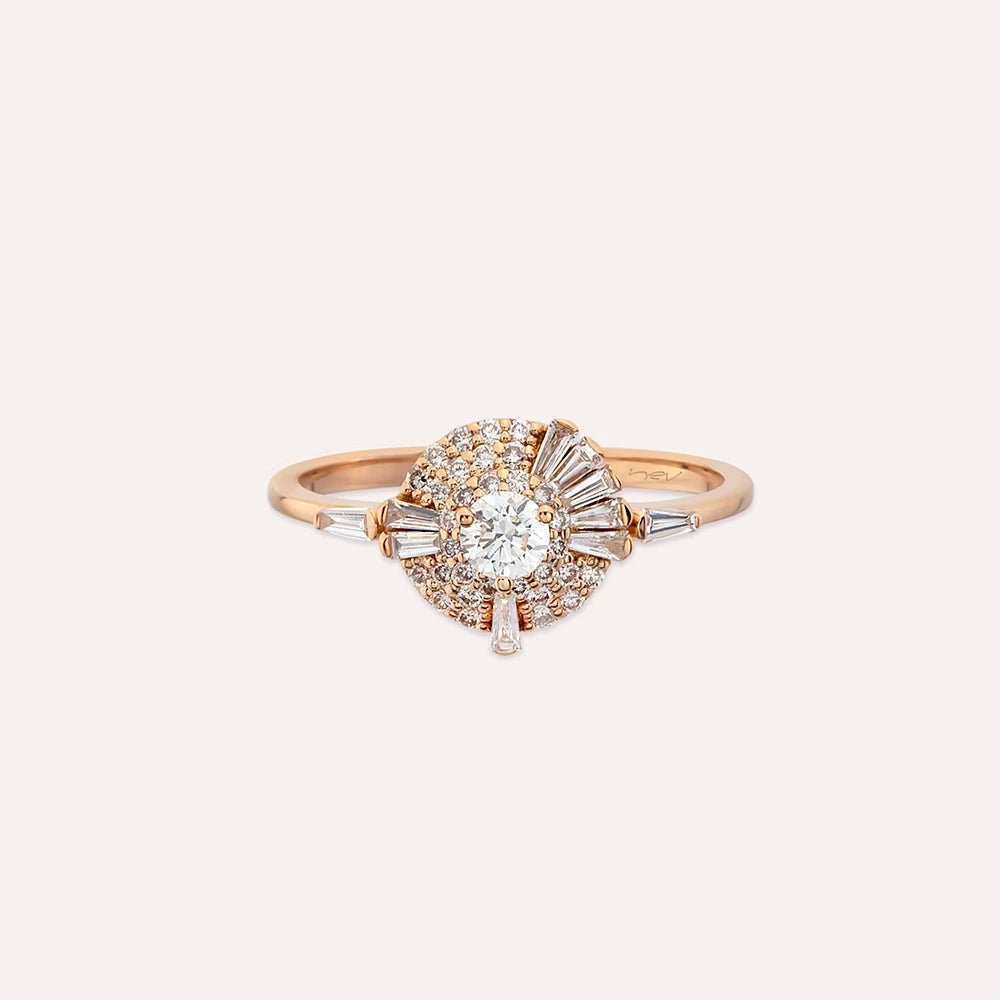 Shay 0.52 CT Trapez Kesim Pırlanta Taşlı Rose Altın Yüzük