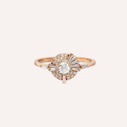 Shay 0.52 CT Trapez Kesim Pırlanta Taşlı Rose Altın Yüzük