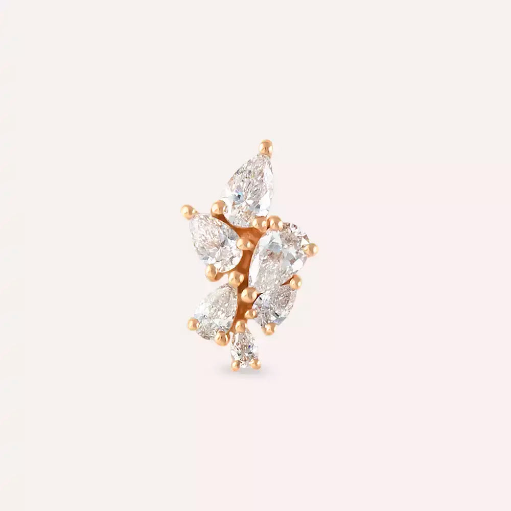 Sheaf Pırlanta Taşlı Rose Altın Piercing