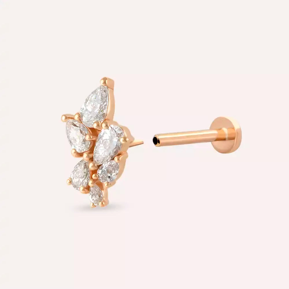 Sheaf Pırlanta Taşlı Rose Altın Piercing