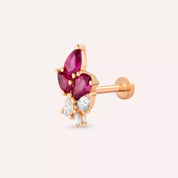 Sheaf Yakut ve Pırlanta Taşlı Rose Altın Piercing