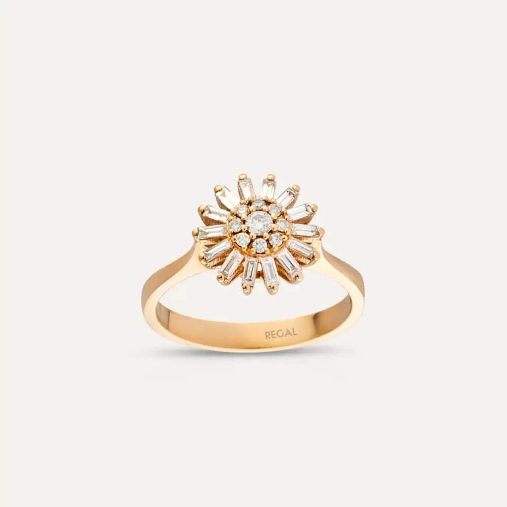 Shiny 0.49 CT Pırlanta Taşlı Rose Altın Yüzük