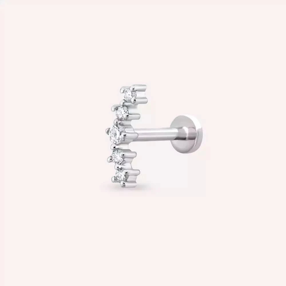 Shyne Pırlanta Taşlı Beyaz Altın Piercing