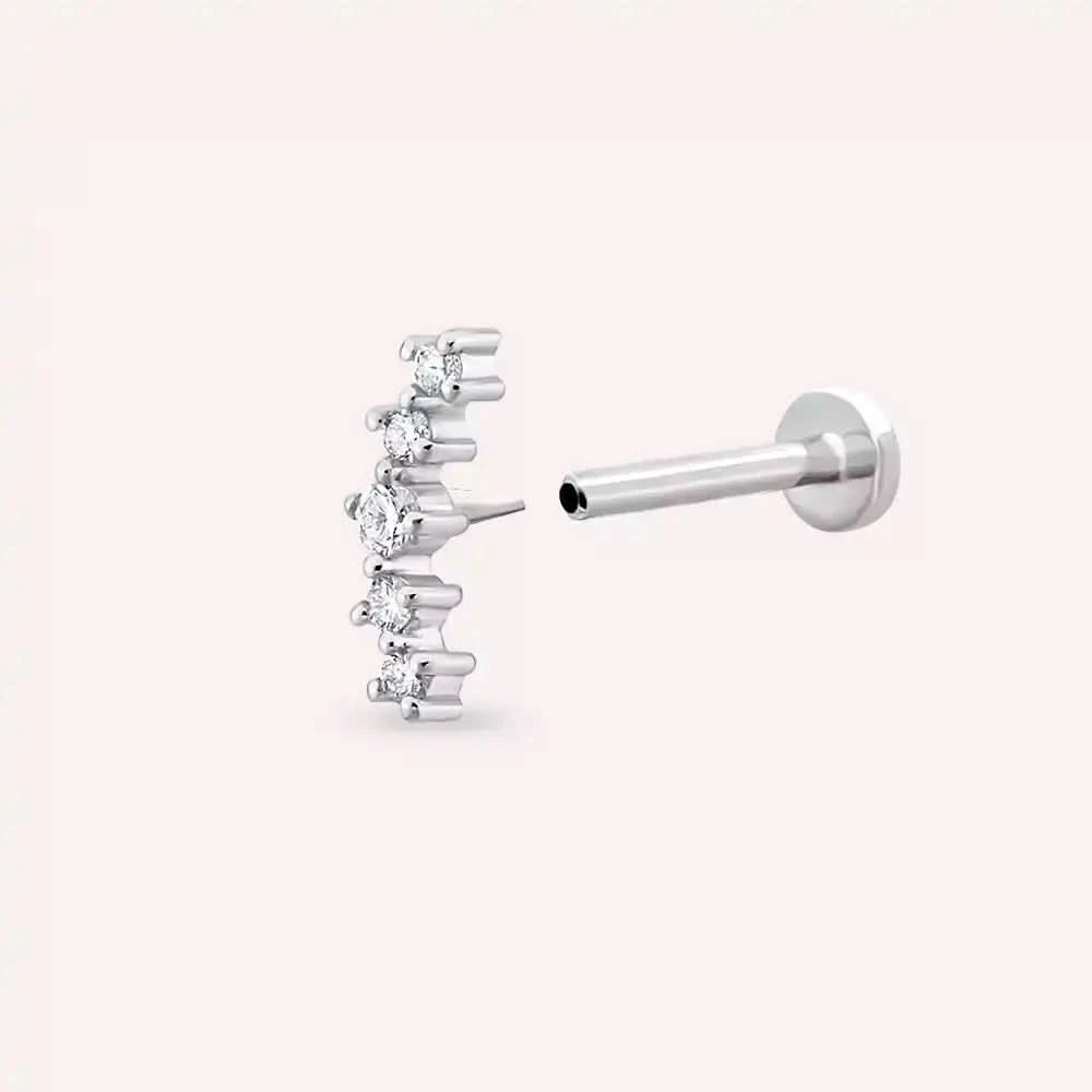 Shyne Pırlanta Taşlı Beyaz Altın Piercing