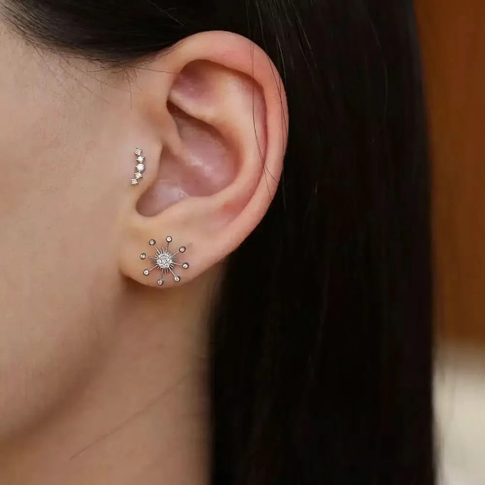 Shyne Pırlanta Taşlı Beyaz Altın Piercing