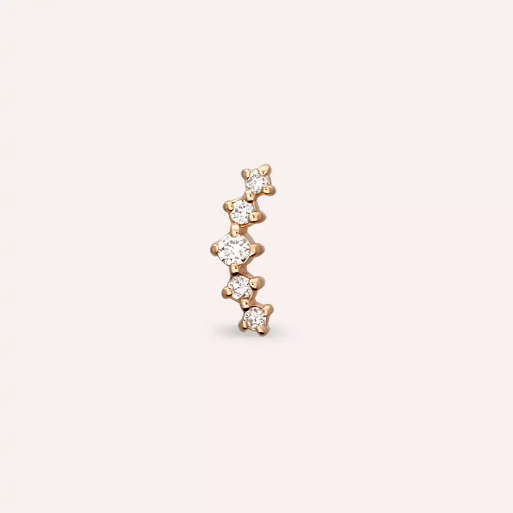 Shyne Pırlanta Taşlı Rose Altın Piercing
