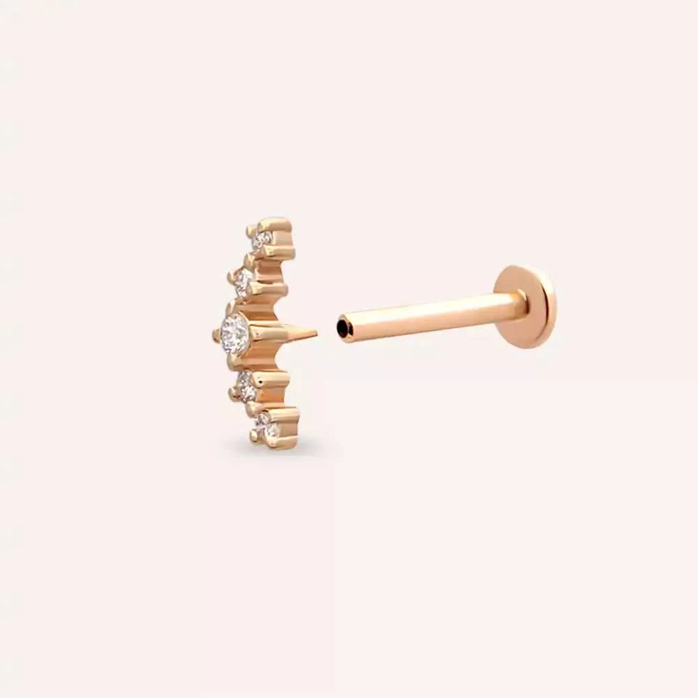 Shyne Pırlanta Taşlı Rose Altın Piercing