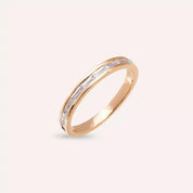 Elite 0.40 CT Baget Pırlanta Taşlı Rose Altın Yarımtur Yüzük